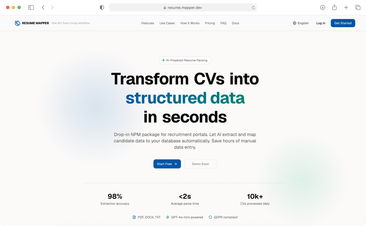 Resume Mapper – AI-Powered CV Parsing for Recruitment Portals